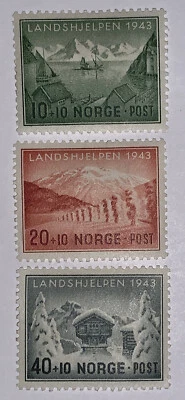 Travelstamps: Norway Stamps Scott #B32-BB34 Complete Set of 3 Mint Hinged - Image 1 of 4