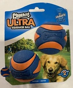 Chuckit Ultra Squeaker Ball Durable High Bounce Chewable Dog Toy Medium 2pack - Picture 1 of 2