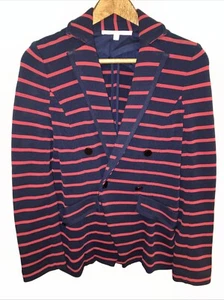 Veronica Beard Fontana Navy Red Striped Double Breasted Jacket Blazer Sz - Picture 1 of 7