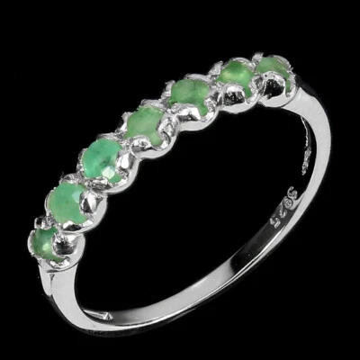 925 Sterlingsilber Ring Rund Smaragd Natürlicher Edelstein Schmuck Größe 8 - Bild 1 von 4