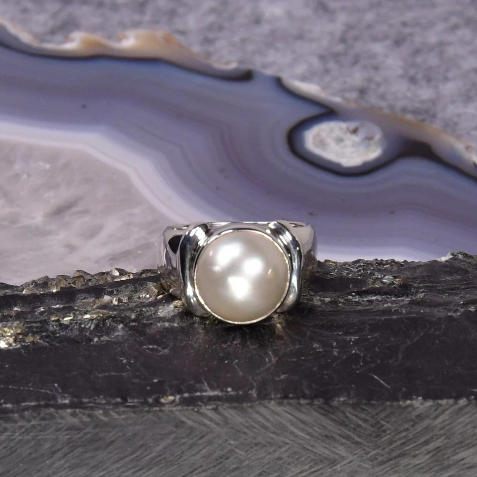 Mabe Perlen Ring, 925er Silber, Edelsteinschmuck (22692) - Bild 1 von 1