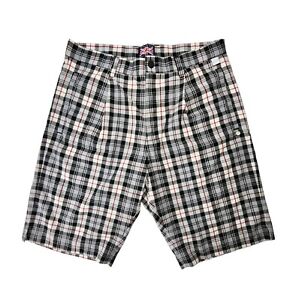 IJP Ian Poulter Golf Shorts Men’s Gray Checked Plaid Size 34 x 11