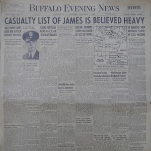 1941 Buffalo Evening News Reuben James First Sinking WWII U-Boat Torpedo Nov. 1 - Picture 1 of 10