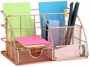 Rose Gold Desk Organizer for Women, Multi-Functional Desk Supply Organizer - Picture 1 of 11