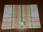 Unused Vtg White Peach Green Plaid Linen Tea Dish Towel New W/Tags Czech Made
