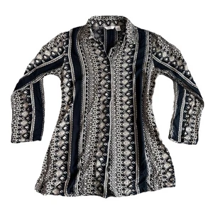 Women’s Kaktus Black Printed Pullover Shirt Size Medium - Picture 1 of 7