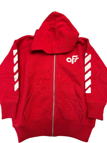 OFF WHITE Felpa con cappuccio e zip arrotondata bianco sporco bambino taglia 4 anni REF M1248*