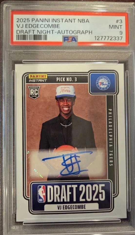 🔥Paquete sorpresa de tarjetas deportivas-Vj Edgecombe Panini draft instantáneo noche automático PSA 9 Foto 1 de 1