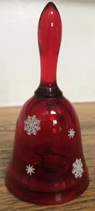 Vintage Rubinrot Schneeflocke Weihnachten Musik Glocke Original Fenton Aufkleber - Bild 1 von 4