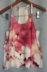 Alice + Olivia Seda Floral Halter Cami Top Rosa Blanco Talla S Transparente Boho Chic - Imagen 1 de 12