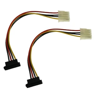 Large 4P to SATA Power Cord Elbow 2 PCS 20cm Copper for SATA HDD Optical - Picture 1 of 4