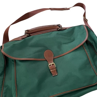 Bolsa carteiro vintage anos 90 Ralph Lauren Weekender verde couro sintético acabamento alça - Imagem 1 de 4