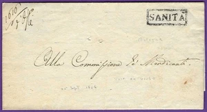 1806 Italy, BOLOGNA Cholera Era, "DI SANITA DEL RENO" / SANITA Cachets w Content - Picture 1 of 3