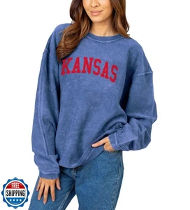 chicka-d NCAA Kansas Jayhawks Damen Cord Sweatshirt, Royal, Medium, 443_TC - Bild 1 von 4