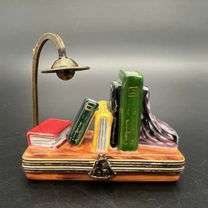 Rochard Limoges Trinket Box “Books With Lamp” Signed MB With Original Box - Picture 1 of 17