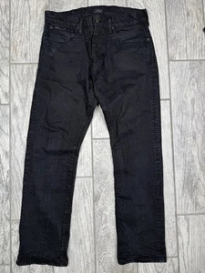 Polo Ralph Lauren Mens 32x30 Varick Slim Straight Black Distress Jeans - Picture 1 of 12