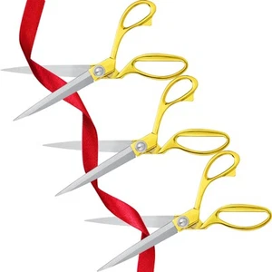 3 Pcs Ribbon Cutting Scissors Gold Metal Heavy Duty Stainless Steel Fabric Ta... - Picture 1 of 7