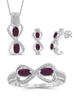 2.00 Carat T.G.W. Ruby and White Diamond Accent Sterling Silver 3-Piece Jewelry 