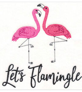LET'S FLAMINGLE FLAMINGO BIRD UNIQUE TOWELS EMBROIDERED BY LAURA