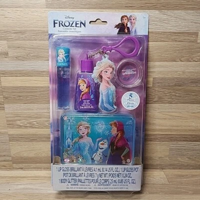 Disney Frozen Juego de Cosméticos Infantiles, Brillo Labial, Brillo Corporal, Elsa Anna Olaf Foto 1 de 4