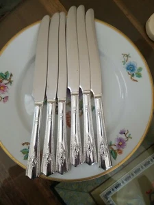 Cuchillos de cena Wallingford Maytime plateados sin mono conjunto de seis (6) - Imagen 1 de 2