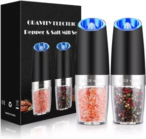 Gravity Electric Salt Pepper Grinder LED Light, Adjustable Coarseness Stainless - Picture 1 of 7