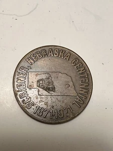 Scribner Nebraska 1871-1971 Centennial Coin Medal, Bronze Token RARE - Picture 1 of 2