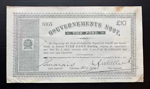 1900 Pretoria South Africa Gouvernements Noot 10 pounds banknote #8065 - Picture 1 of 2
