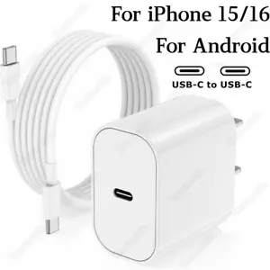PD 20W Fast Charger Block USB C-Type C Cable For iPhone 15 16 iPad Pro Samsung - Picture 1 of 14