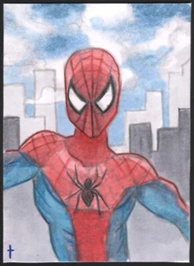SPIDER MAN Skizzenkarte von Künstler Schildkröte Original Kunst - Bild 1 von 1
