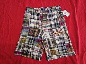 Ralph Lauren Polo Shorts Boys 20 NEW Patchwork Plaid NWT Kids Chino Teen Child - Picture 1 of 7