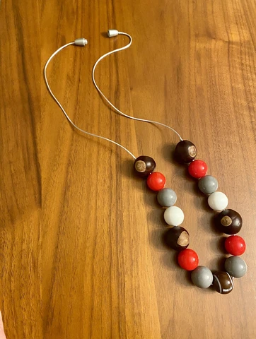 Ohio State Bubblegum Bead Necklace made with real Buckeyes! Cover