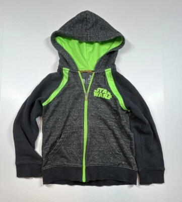 Star Wars Kid Size Medium 5/6 Darth Vader Mask Hoodie Sweatshirt Black Green Zip - Image 1 of 4