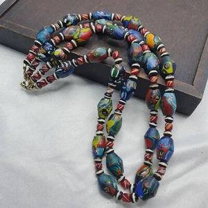 Alte Welt Glamour Vintage Millefiori Glasperlen in Murano Mode Halskette - Bild 1 von 13