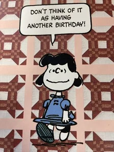 Vtg Birthday Greeting card Lucy Charlie Brown Quilt Missouri Puzzle Hallmark - Picture 1 of 4