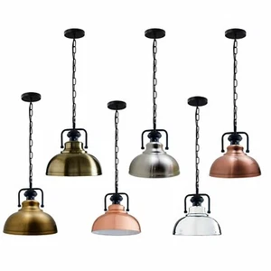 Metal Pendant Chain Light Shade Ceiling Lamp Industrial Bedroom Kitchen Lamps - Picture 1 of 25