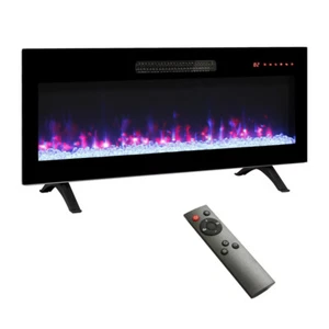 36"Electric Fireplace Ultra Thin 1400W Table Top & Wall Mounted Multicolor Flame - Picture 1 of 12