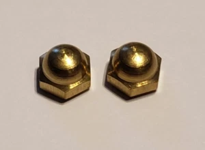 SET OF 2 BRASS PLATED CANOPY CAP NUTS 8/32F TAP LAMP PART NEW 55204J - Picture 1 of 3