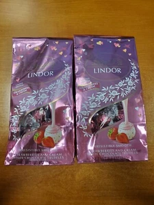 2 Bags: Lindt Lindor Strawberis & Cream White Chocolate 8.5oz Exp. 10/31/25 E11C - Picture 1 of 5
