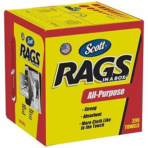 Kimberly-Clark Scott 75260 Rags in a Box, White (200 Towels)