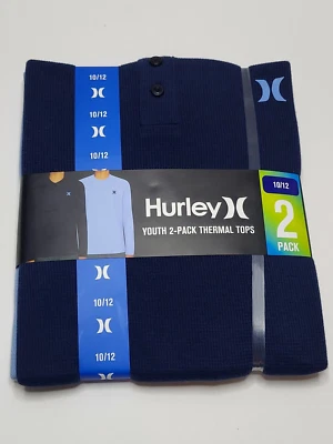 Hurley Youth 2 Pack Thermal Tops Boys Navy & Light Blue Size 10-12 Logo Shirts - Image 1 of 4