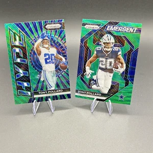 (2) 2023 Panini Prizm Tony Pollard Green Hype & Emergent Football Dallas Cowboys - Picture 1 of 2