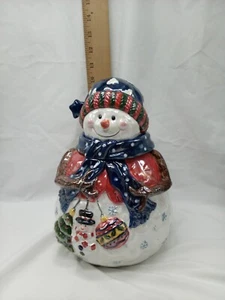 Baum Brothers Style Eyes Jolly Snowman Collection Cookie Jar 10 3/4" - Picture 1 of 10
