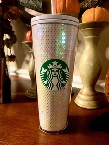 Starbucks 2020 Holiday Pink/White Sequins Glitter Cold Cup Tumbler Venti 24OZ - Bild 1 von 4
