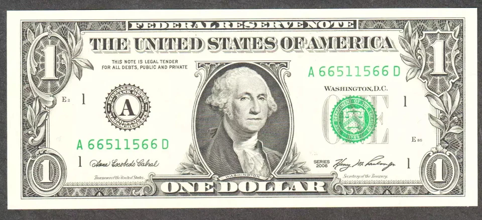 $1 2006 FRN Radar Serial 66511566 Superb Gem - Image 1 of 1