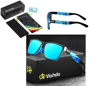 Men Polarised Square Sunglasses Sport Plastic Frame Sun Protection Unisex Summer - Picture 1 of 25