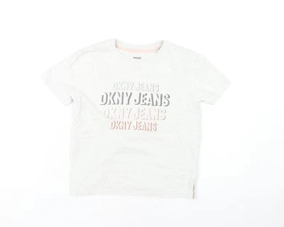 DKNY Girls White Graphic T-Shirt, 8 Years, Casual Designer Top - Image 1 of 4