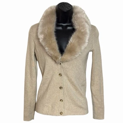 CÁRDIGAN BANANA REPUBLIC MEZCLA CACHEMIR CUELLO PIEL ESTILO Y2K LUJO TRANQUILO XXS Foto 1 de 4