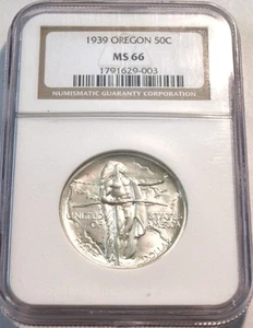 1939 50C NGC MS 66 Oregon Trail Commemorative Silver Half Dollar GEM+ Unc Coin - Picture 1 of 4