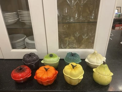 Set of 8 - Le Creuset Pumpkin Pepper Garlic Tomato Pear Cocotte Veg Series 10oz - Image 1 of 4